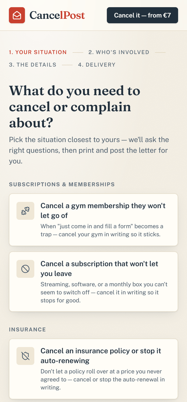 Pick what to cancel